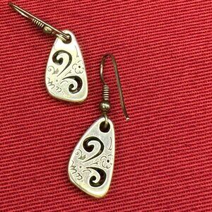 Brighton Silver Open Swirl Design Dangle Fishhook Earrings